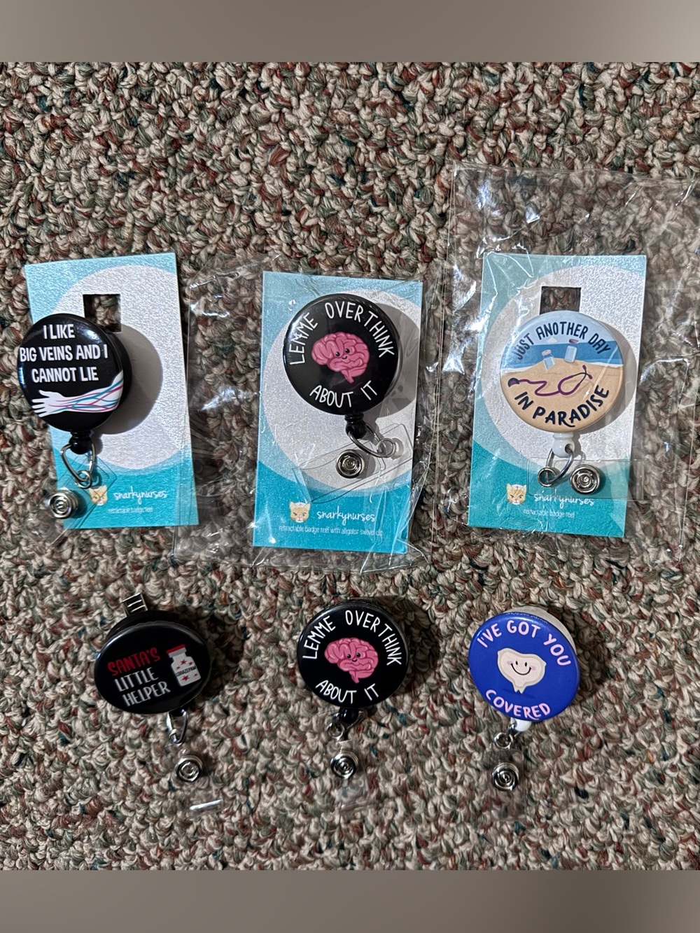 6 Assorted Snarky Nurses Novelty Badge Reels Healthcare Accessory
